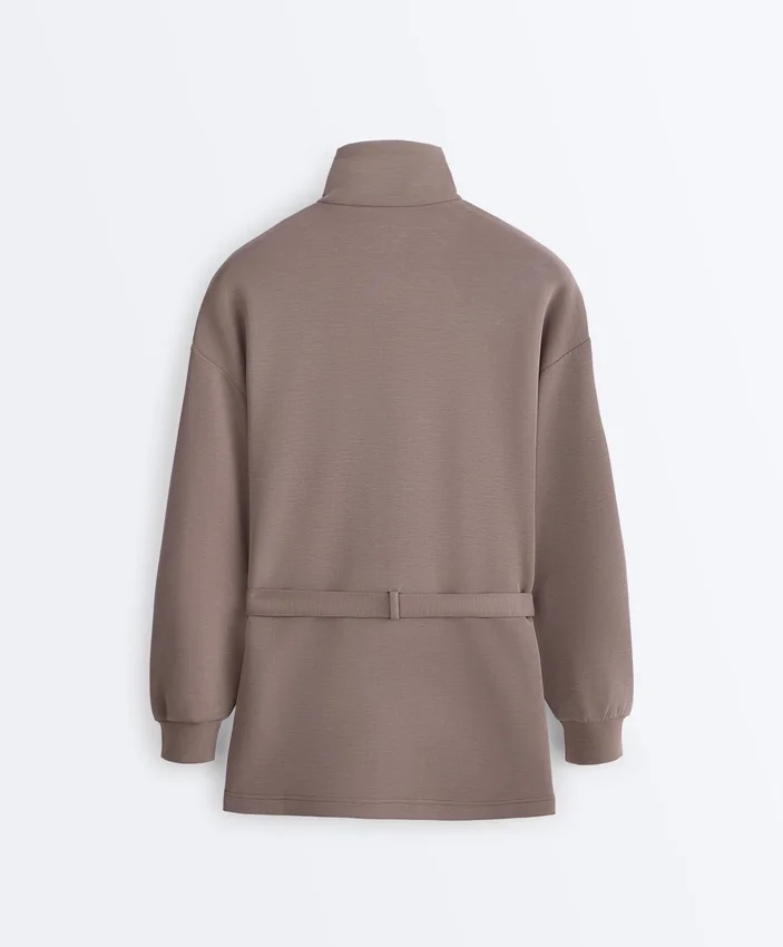 Chaqueta larga tipo corsé con cinturón de modal Soft Touch Chaqueta larga tipo corsé con cinturón de modal Soft Touch