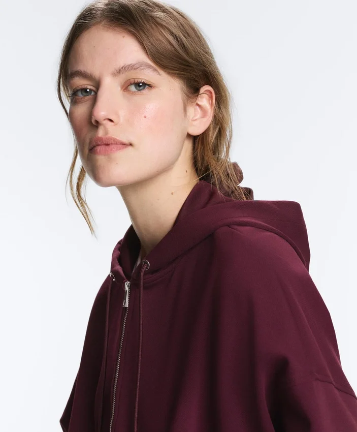 Chaqueta oversize con capucha de piqué de algodón Chaqueta oversize con capucha de piqué de algodón