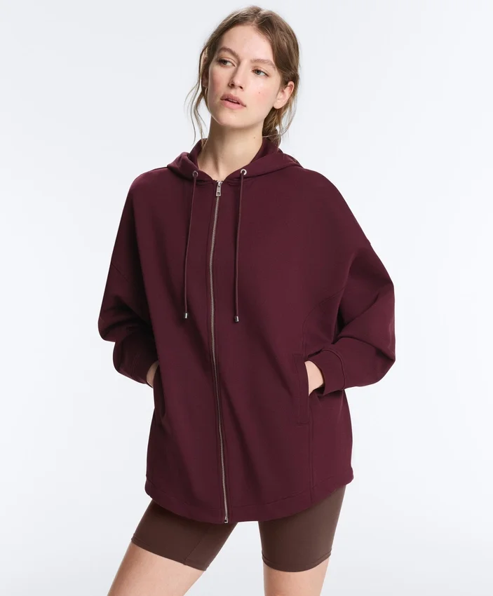Chaqueta oversize con capucha de piqué de algodón Chaqueta oversize con capucha de piqué de algodón