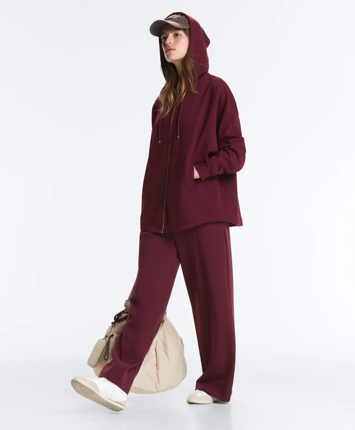 Chaqueta oversize con capucha de piqué de algodón Chaqueta oversize con capucha de piqué de algodón