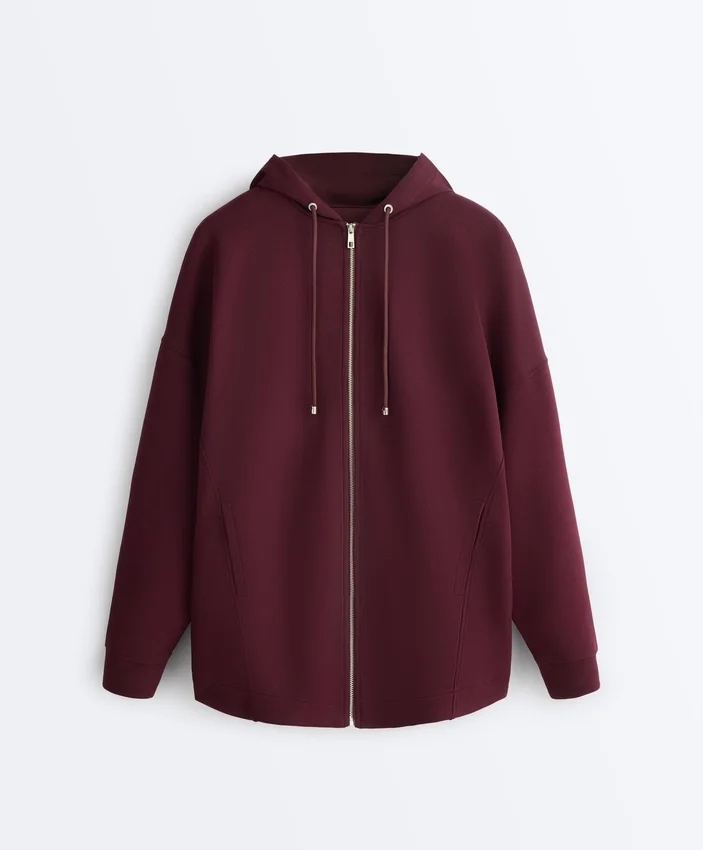 Chaqueta oversize con capucha de piqué de algodón Chaqueta oversize con capucha de piqué de algodón