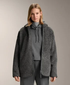 Chaqueta oversize de imitación de piel de oveja con capucha forrada de pelo sintético