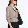 Chaqueta recta con cinturón y modal Soft Touch Chaqueta recta con cinturón y modal Soft Touch