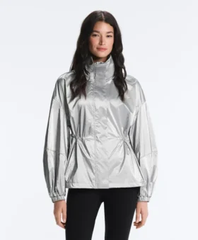 Chaqueta repelente al agua con efecto metalizado