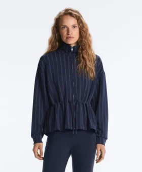 Chaqueta Soft Touch de modal suave al tacto con cintura ajustable y cuello alto