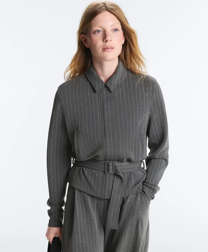Chaqueta Soft Touch de modal suave con cinturón Chaqueta Soft Touch de modal suave con cinturón