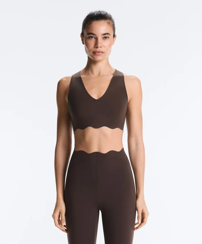 Compressive Sports Bra de sujeción media con detalle ondulado Compressive Sports Bra de sujeción media con detalle ondulado