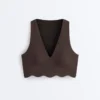 Compressive Sports Bra de sujeción media con detalle ondulado Compressive Sports Bra de sujeción media con detalle ondulado