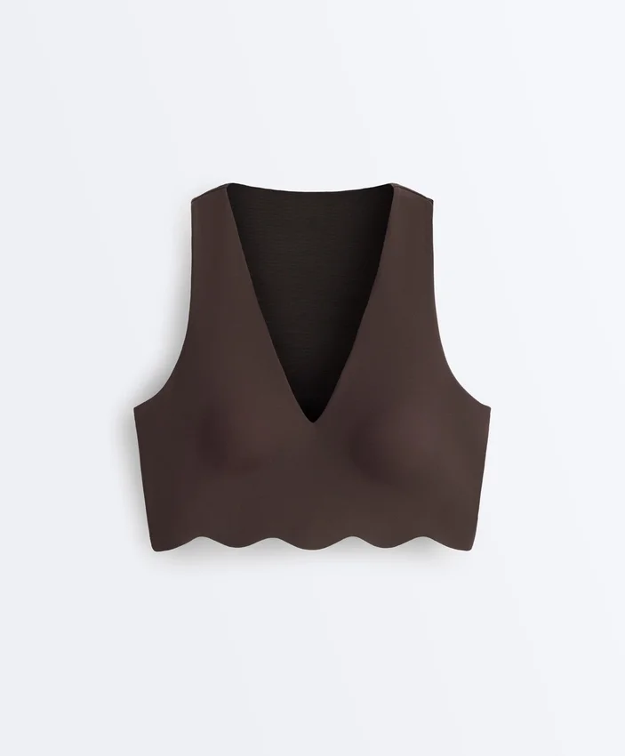 Compressive Sports Bra de sujeción media con detalle ondulado Compressive Sports Bra de sujeción media con detalle ondulado