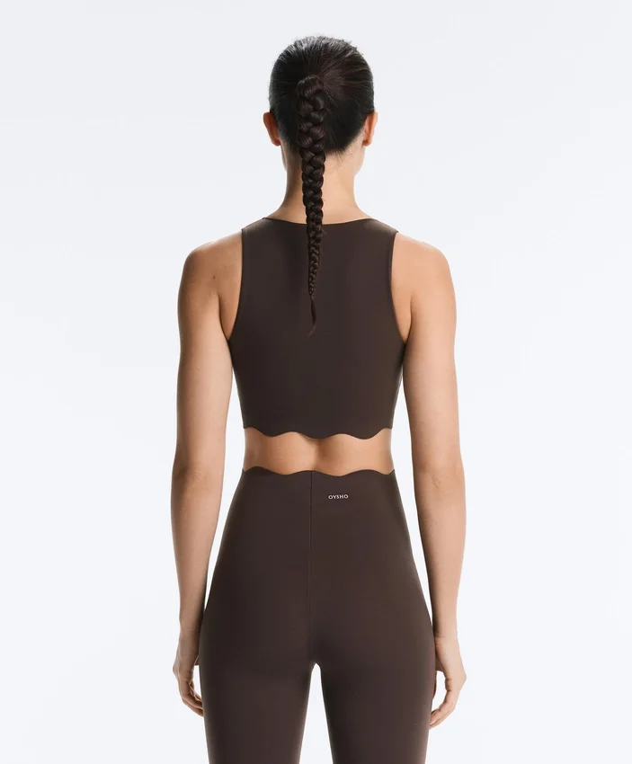 Compressive Sports Bra de sujeción media con detalle ondulado Compressive Sports Bra de sujeción media con detalle ondulado