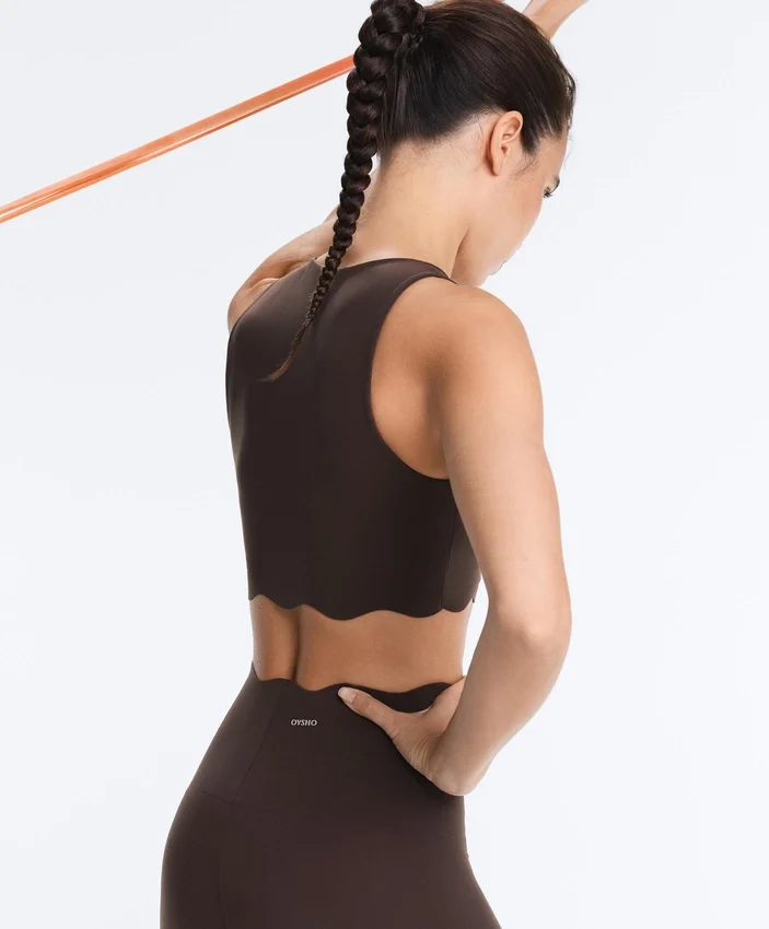 Compressive Sports Bra de sujeción media con detalle ondulado Compressive Sports Bra de sujeción media con detalle ondulado