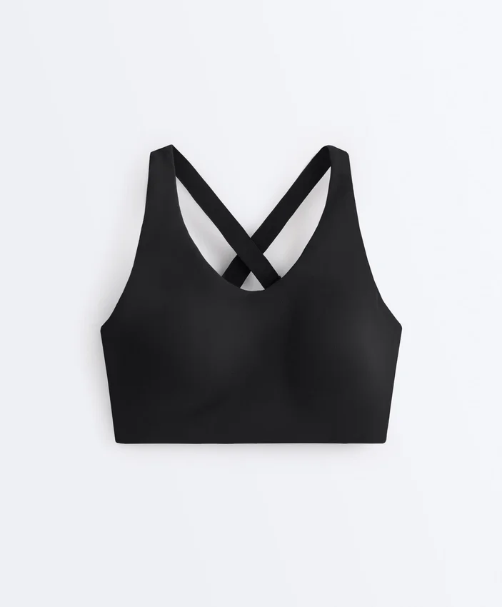 Compressive sports bra with crossed back and firm support Compressive sports bra with crossed back and firm support