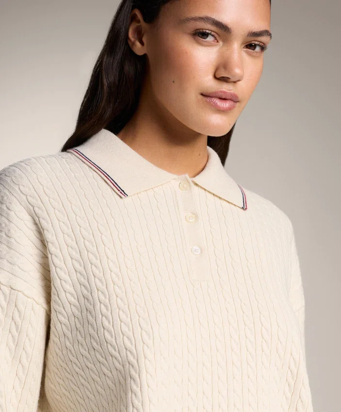 Jerséis de cuello polo con mini trenzas Jerséis de cuello polo con mini trenzas
