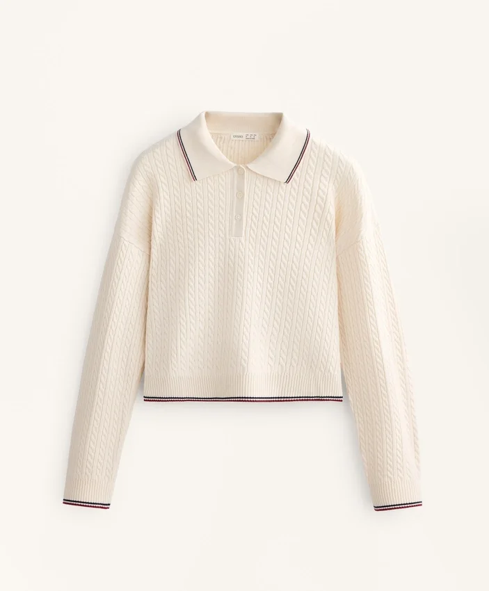 Jerséis de cuello polo con mini trenzas Jerséis de cuello polo con mini trenzas