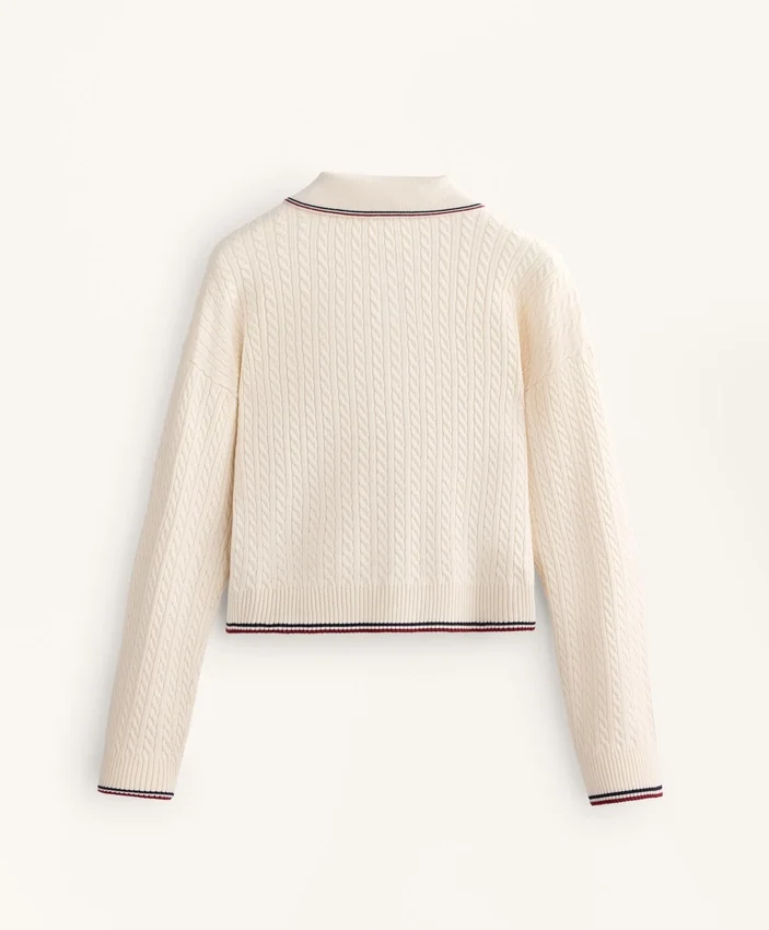 Jerséis de cuello polo con mini trenzas Jerséis de cuello polo con mini trenzas