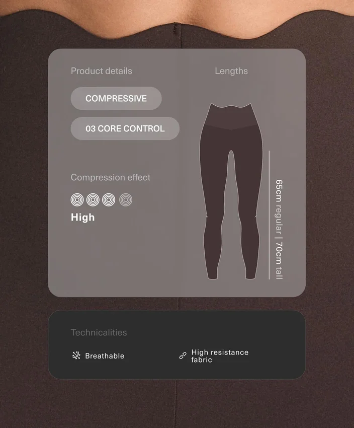 Leggings compresivos Core Control, de talle alto y hasta el tobillo, con detalle ondulado Leggings compresivos Core Control, de talle alto y hasta el tobillo, con detalle ondulado