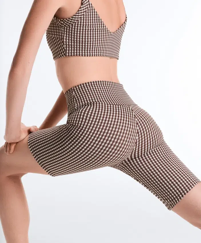 Leggings de ciclista de cuadros vichy de talle alto de 20 cm de Comfortlux Leggings de ciclista de cuadros vichy de talle alto de 20 cm de Comfortlux