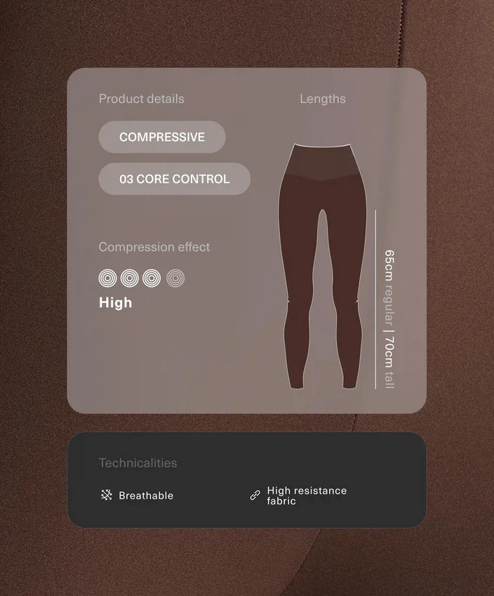 Leggings de cintura alta, Compressive Core Control, hasta el tobillo Leggings de cintura alta, Compressive Core Control, hasta el tobillo