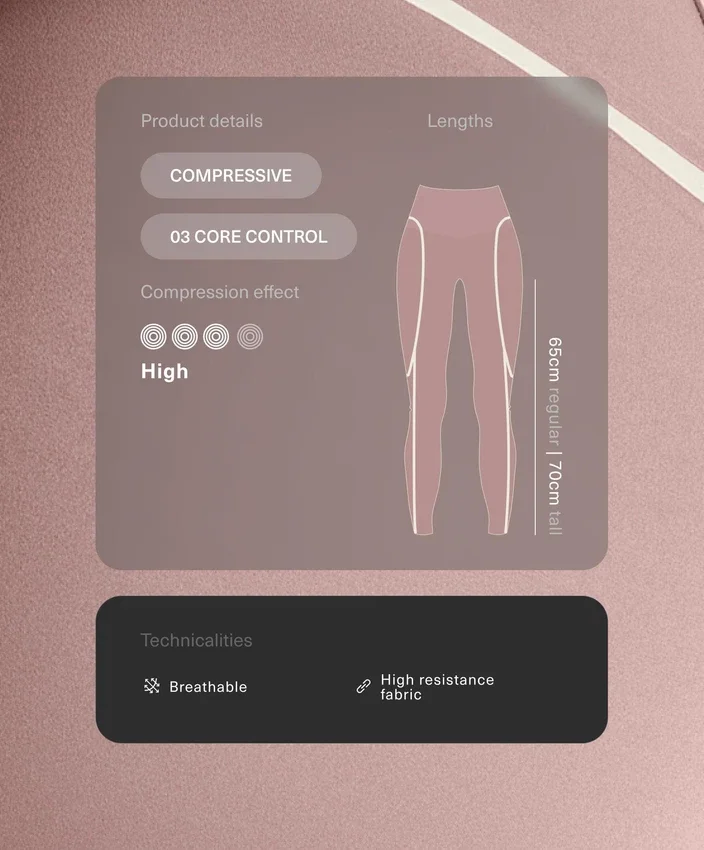 Leggings de cintura alta, Compressive Core Control, hasta el tobillo, con detalles en contraste Leggings de cintura alta, Compressive Core Control, hasta el tobillo, con detalles en contraste