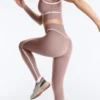 Leggings de cintura alta, Compressive Core Control, hasta el tobillo, con detalles en contraste Leggings de cintura alta, Compressive Core Control, hasta el tobillo, con detalles en contraste