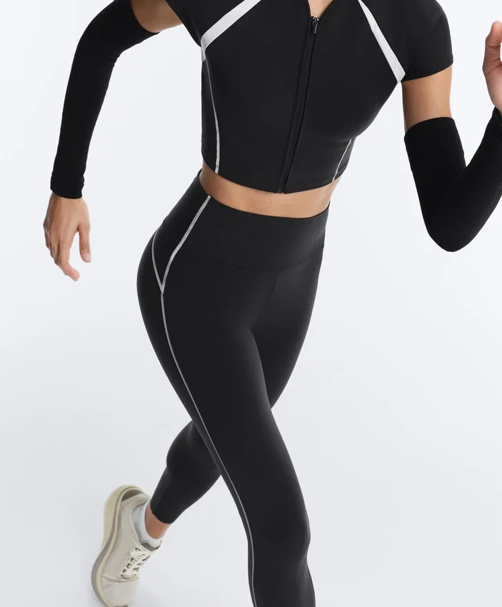 Leggings hasta el tobillo con Core Control del tronco, cintura alta y detalles reflectantes Leggings hasta el tobillo con Core Control del tronco, cintura alta y detalles reflectantes