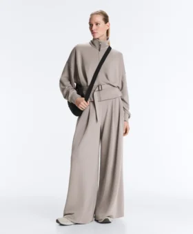 Pantalones de pierna ancha de modal Soft Touch con detalle de corsé
