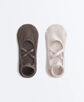 Pack de 2 pares de calcetines de mezcla de algodón para yoga y pilates con tiras cruzadas