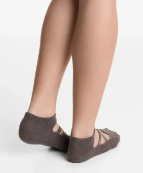 Pack de 2 pares de calcetines de mezcla de algodón para yoga y pilates con tiras cruzadas