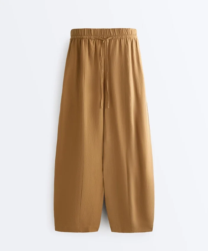 Pantalones acampanados de mezcla de lyocell y 24 % de lino con costuras Pantalones acampanados de mezcla de lyocell y 24 % de lino con costuras