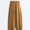 Pantalones acampanados de mezcla de lyocell y 24 % de lino con costuras Pantalones acampanados de mezcla de lyocell y 24 % de lino con costuras