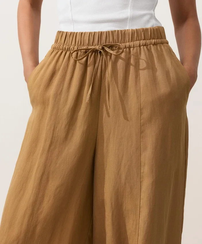 Pantalones acampanados de mezcla de lyocell y 24 % de lino con costuras Pantalones acampanados de mezcla de lyocell y 24 % de lino con costuras