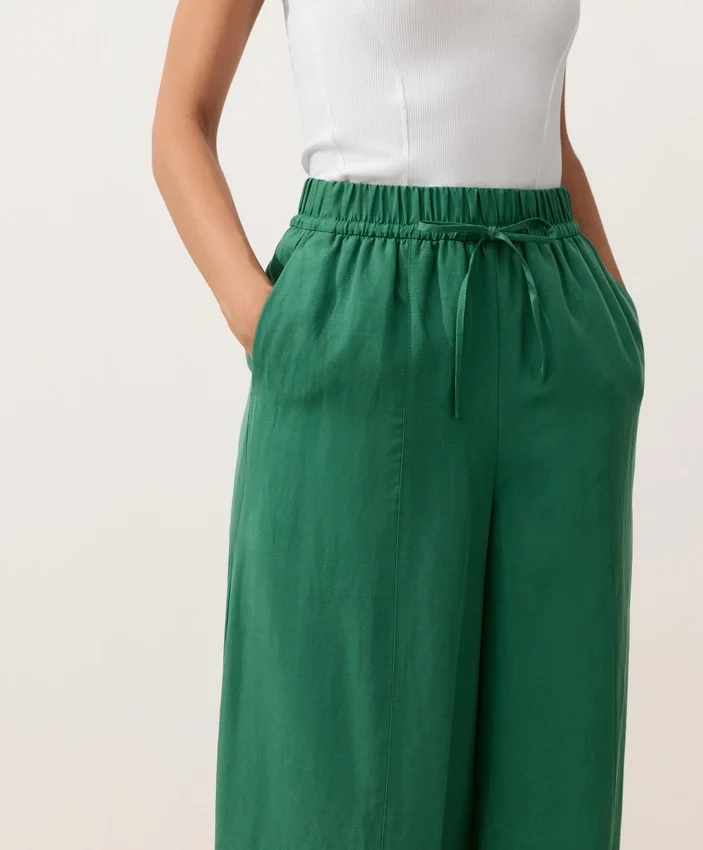 Pantalones acampanados de mezcla de lyocell y 24 % de lino con costuras Pantalones acampanados de mezcla de lyocell y 24 % de lino con costuras