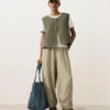 Pantalones acampanados de mezcla de lyocell y 24 % de lino con costuras Pantalones acampanados de mezcla de lyocell y 24 % de lino con costuras