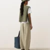 Pantalones acampanados de mezcla de lyocell y 24 % de lino con costuras Pantalones acampanados de mezcla de lyocell y 24 % de lino con costuras