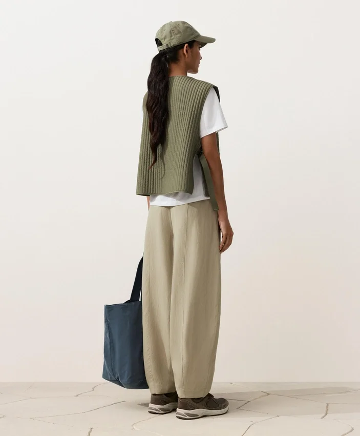 Pantalones acampanados de mezcla de lyocell y 24 % de lino con costuras Pantalones acampanados de mezcla de lyocell y 24 % de lino con costuras