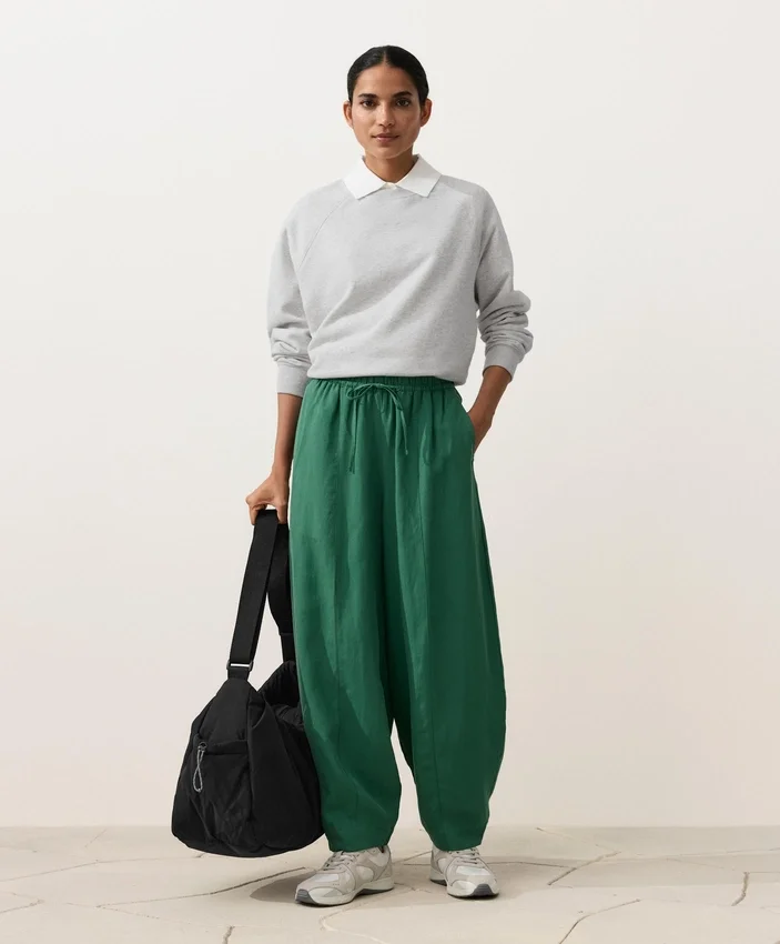 Pantalones acampanados de mezcla de lyocell y 24 % de lino con costuras Pantalones acampanados de mezcla de lyocell y 24 % de lino con costuras