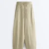 Pantalones acampanados de mezcla de lyocell y 24 % de lino con costuras Pantalones acampanados de mezcla de lyocell y 24 % de lino con costuras