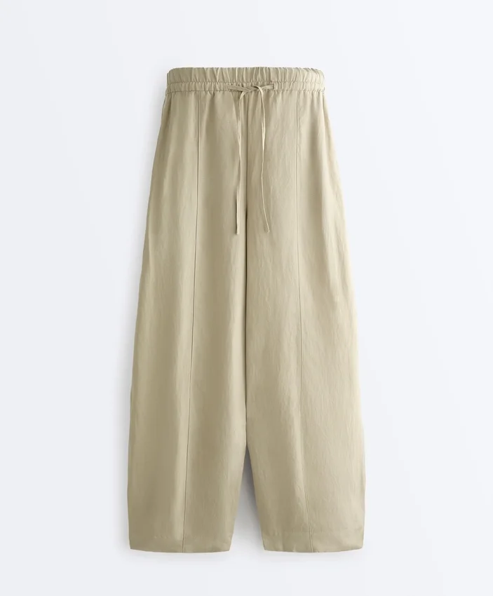 Pantalones acampanados de mezcla de lyocell y 24 % de lino con costuras Pantalones acampanados de mezcla de lyocell y 24 % de lino con costuras