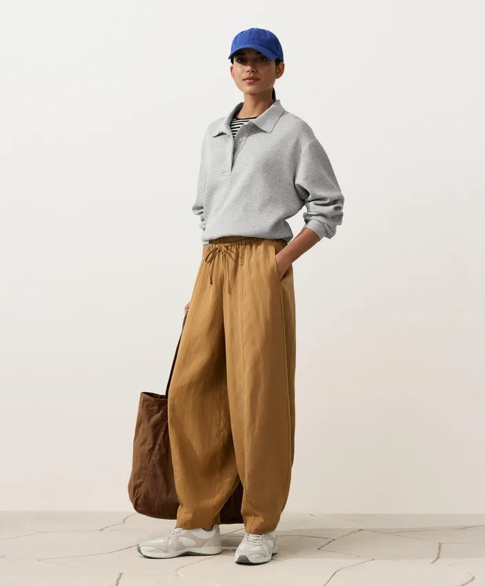 Pantalones acampanados de mezcla de lyocell y 24 % de lino con costuras Pantalones acampanados de mezcla de lyocell y 24 % de lino con costuras