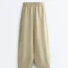 Pantalones acampanados de mezcla de lyocell y 24 % de lino con costuras Pantalones acampanados de mezcla de lyocell y 24 % de lino con costuras