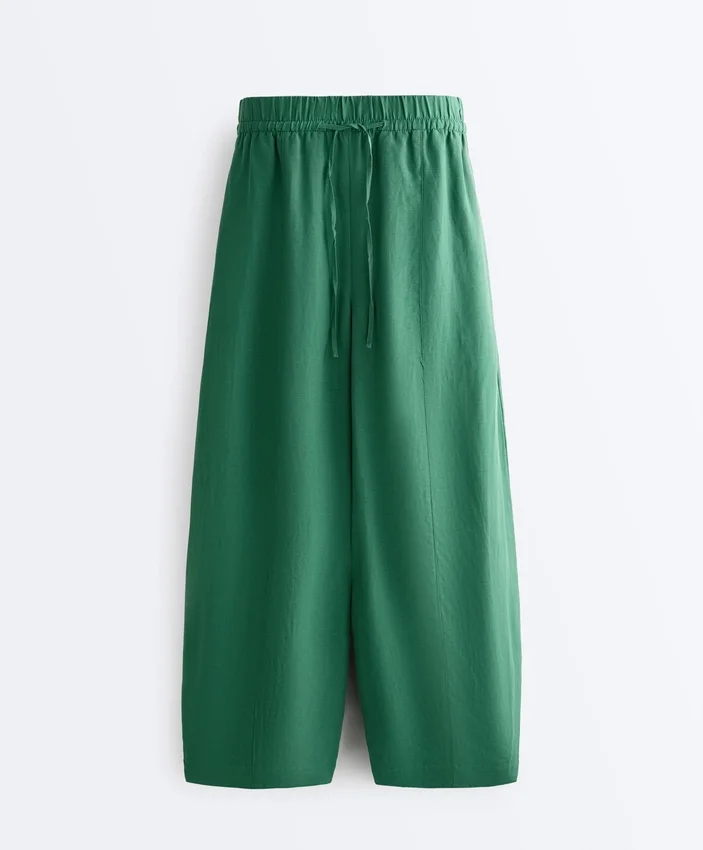 Pantalones acampanados de mezcla de lyocell y 24 % de lino con costuras Pantalones acampanados de mezcla de lyocell y 24 % de lino con costuras