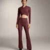 Pantalones acampanados de punto elástico Comfortlux de talle alto