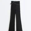Pantalones acampanados de talle alto Comfortlux con lazo