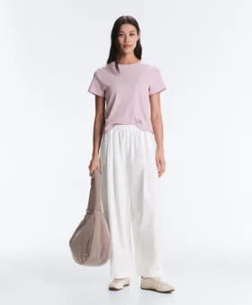 Pantalones ajustados con pliegues 100 % algodón