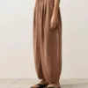 Pantalones bombachos a rayas 100 % lino