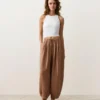Pantalones bombachos a rayas 100 % lino