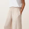 Pantalones bombachos a rayas 100 % lino