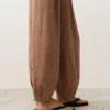 Pantalones bombachos a rayas 100 % lino