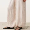 Pantalones bombachos a rayas 100 % lino
