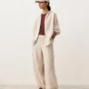 Pantalones bombachos a rayas 100 % lino